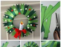 DIY New Year's wreath from corrugated paper How to make a wreath from cardboard and paper
